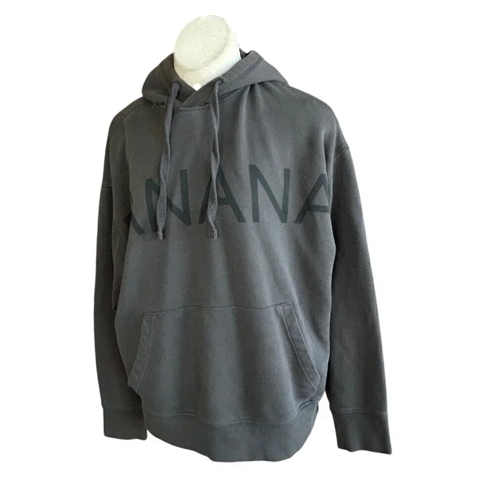 Banana Republic Gray Organic Cotton French Terry Hoodie Sweatshirt Size Large